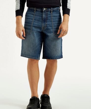 Men's Blue Solid Loose Fit Shorts