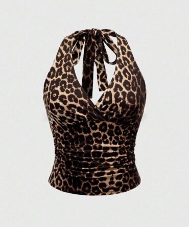 Leopard Print Halter Neck Top